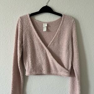H&M Pink Crop Wrap Top
